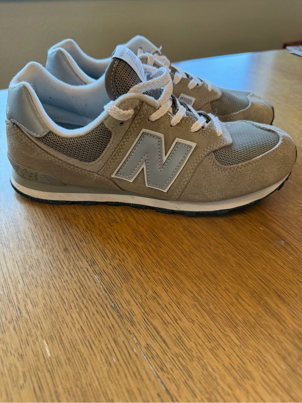 New Balance 574 Kids Taupe and Light Gray Sneakers